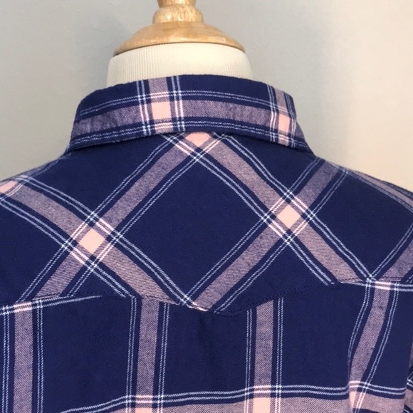 JACHS GIRLFRIEND STONE Medium Comfort Stretch Flannel Tortoise Snap Shirt Cabin - Picture 7 of 11